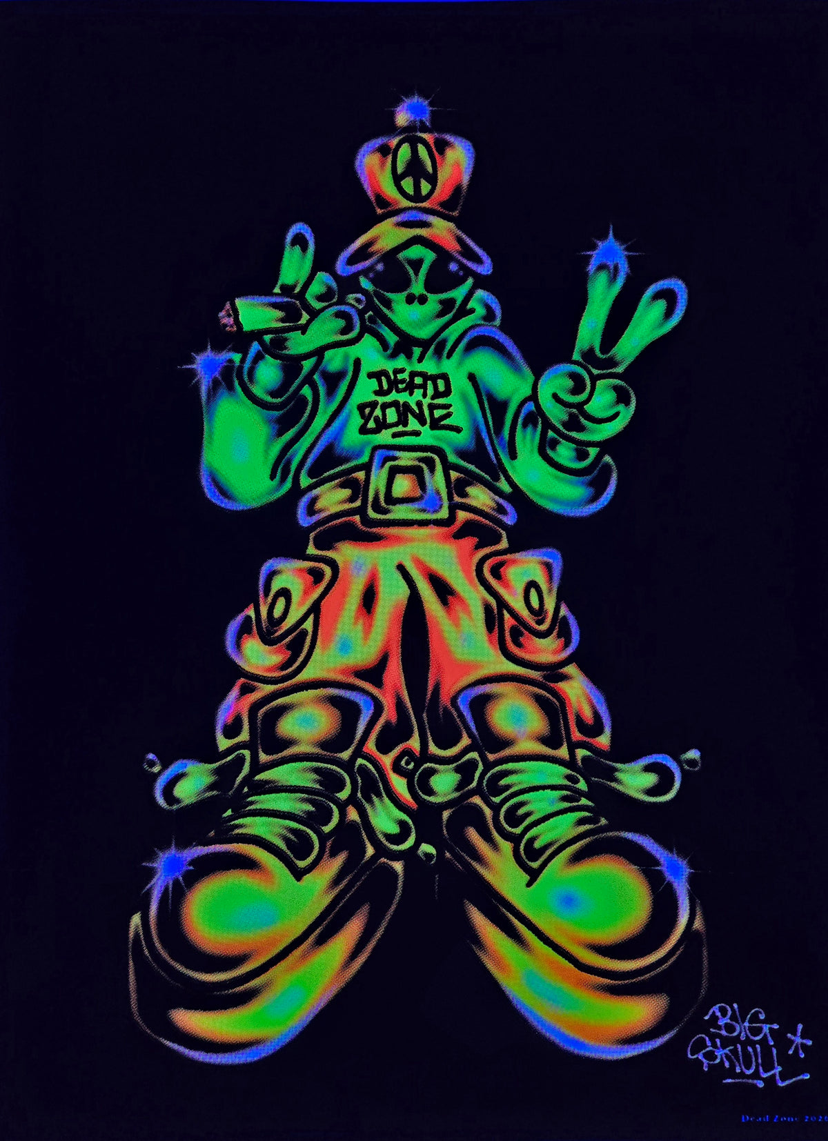 DEAD ZONE X BIG SKULL BLAZIN’ ALIEN BLACK LIGHT POSTER